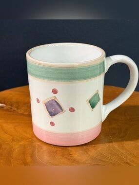 Caleca Hand Painted Belvidere Ear Handle 4" Mug Made in Italy